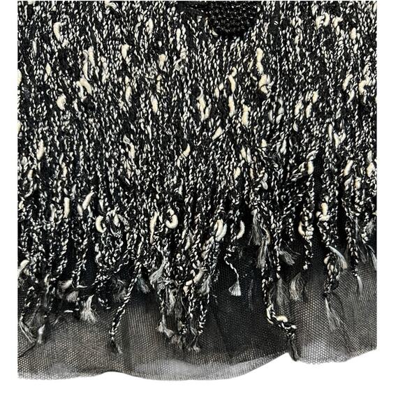 Rickie Freeman Teri Jon Tweed Black White Fringe wool blend Blazer Size 14 - Picture 13 of 16